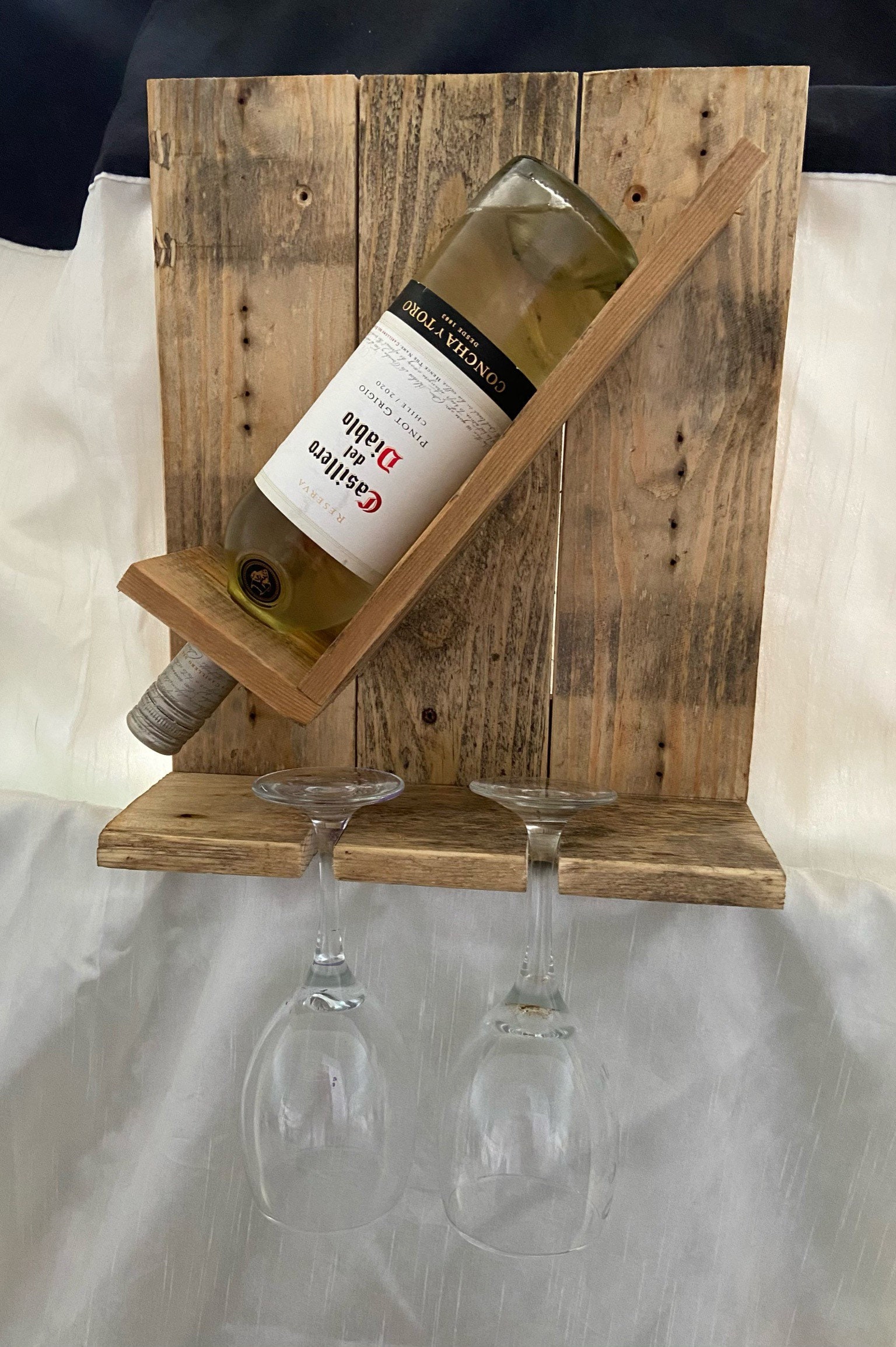 Rustic Wooden Hanging Wine Bottle & Wine Glass Holder Etsy