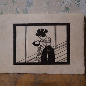 Linocut print - engraving from the XX century  illustration book