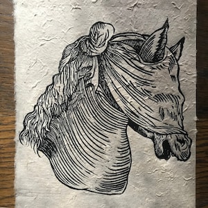 Handmade Linocut Medieval Horse Print  | Wall art | Art decor