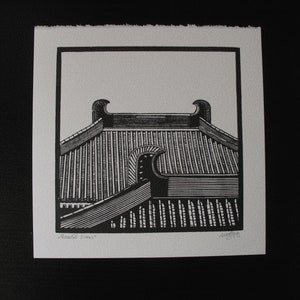 Peaceful times lino cut handmade print | wall art
