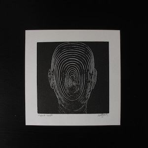 Spiral Head | lino print | prints | wood & linocut prints | print | lino prints | surrealism art | wall art |