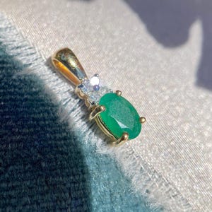 Bloom Emerald and Diamond Pendant in 14k Yellow Gold