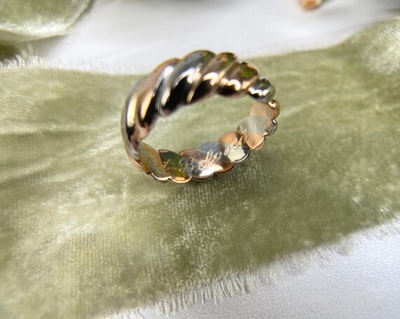 1940’s Retro Platinum and 18k Rose Gold Wide Band - image 2