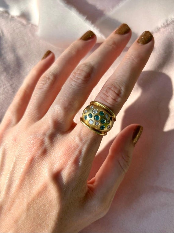 Epic Multi-Gem Bomb Statement Ring in Solid 14k G… - image 5