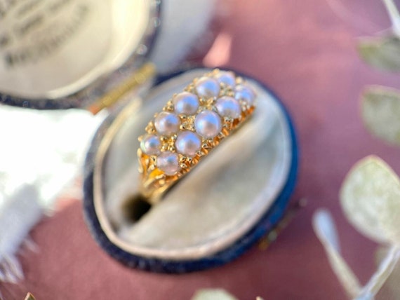 Victorian Split Pearl Double Row Band in 18k Yell… - image 1