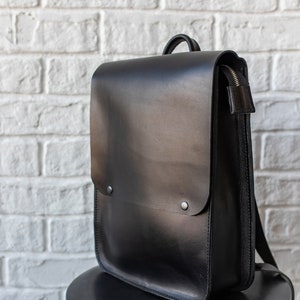 Black leather backpack women, Small backpack purse, Minimalist urban backpack rucksack, Office bag, City bagpack, Gift for women or men