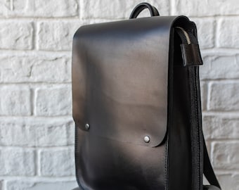 Black leather backpack women, Small backpack purse, Minimalist urban backpack rucksack, Office bag, City bagpack, Gift for women or men