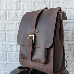 Brown Leather Backpack Women, Leather rucksack men, Stylish Backpack purse, Minimalist City Backpack Women,  Gift for her or him