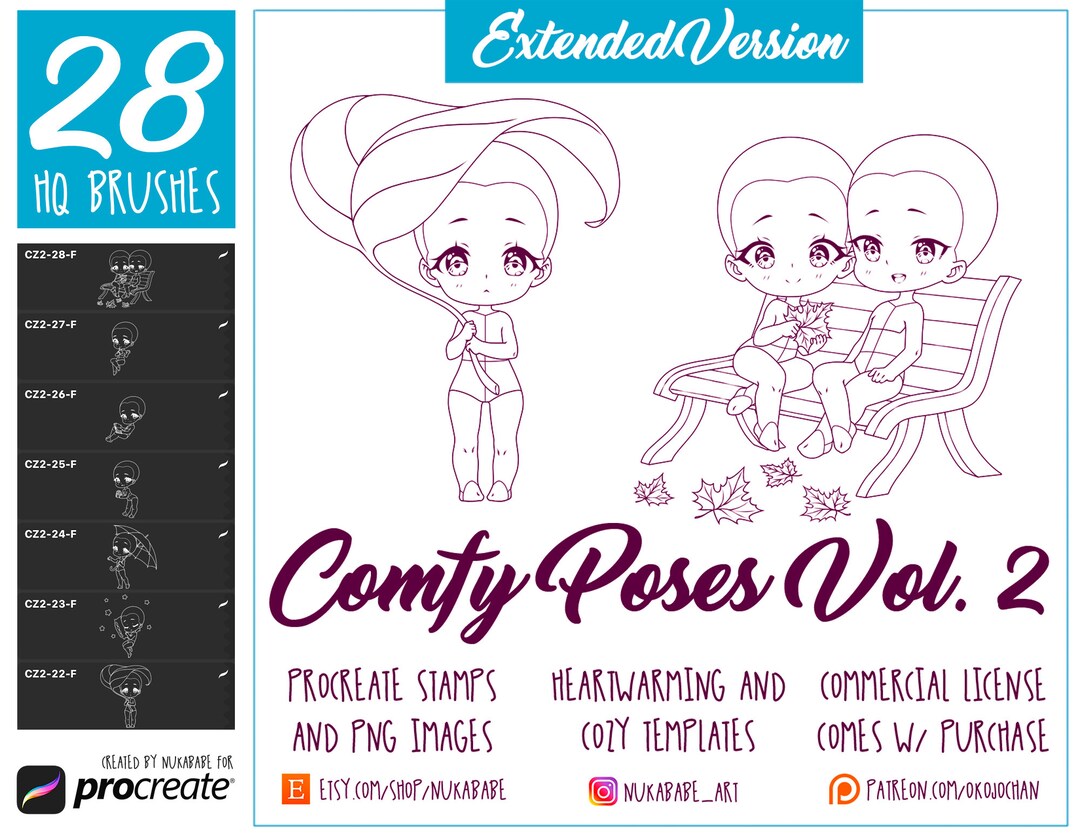 Chibi Pose Stamps for Procreate: Anime Character Base (PNG) - Etsy