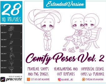 Chibi Stamp Procreate, Procreate Character Stamp, Chibi Base with Face Procreate, Chibi Pose, Chibi Doll, Anime Stamp, Eyes Stamp Procreate