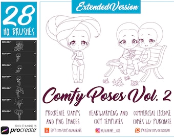 Chibi Pose Stamps for Procreate: Anime Character Base (PNG)