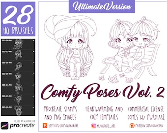 Chibi Stamp Procreate, Procreate Character Stamp, Chibi Base with Face Procreate, Chibi Pose, Chibi Doll, Anime Eyes Procreate, Chibi Hair