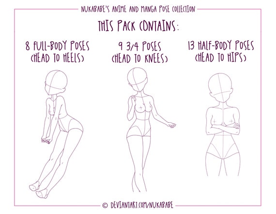 30 Procreate Anime Poses Stamps Brushes Sexy Poses Guide 