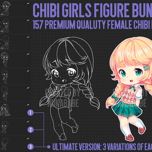 Procreate Chibi Brushes Male Body Poses PNG Chibi Stamps Etsy Canada