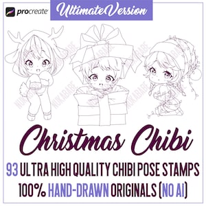 Procreate Chibi Stamps, Christmas Stamps, Body Stamps for Procreate, Drawing References, Figure Stamps, Anime Outline, Chibi Base