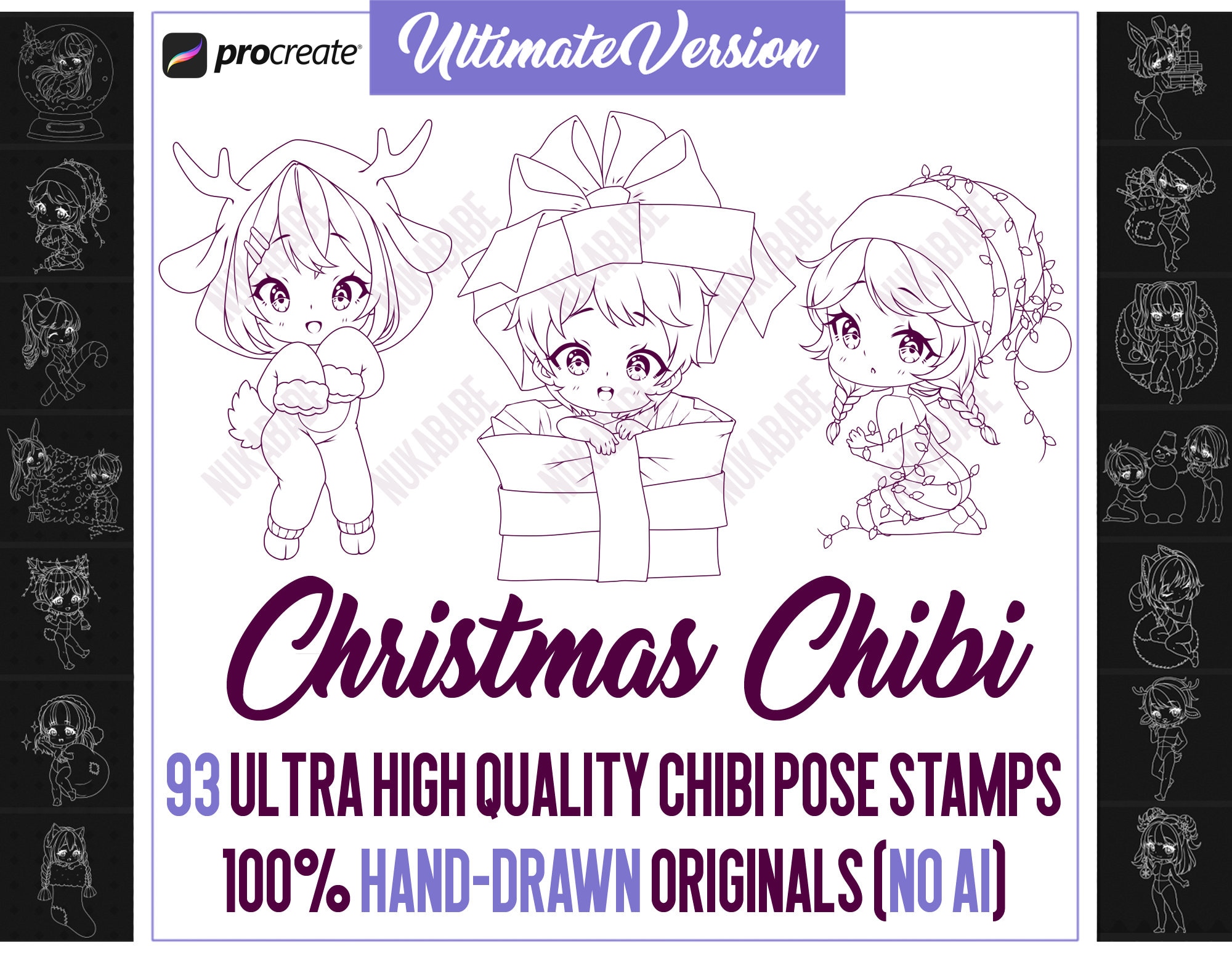 Procreate Chibi Poses Stamps Couple Poses Stamps Anime 