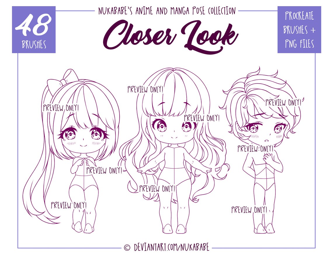 Procreate Chibi Brushes Poses Stamps for Procreate Chibi Etsy