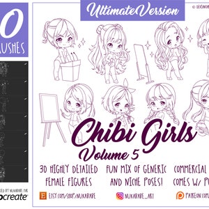 Procreate Chibi Girl Brushes: Anime Poses, Faces, Hair (Ultimate)