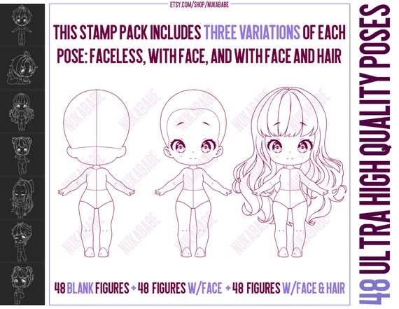 Procreate Chibi Poses Stamps Couple Poses Anime Figure -  Hong Kong