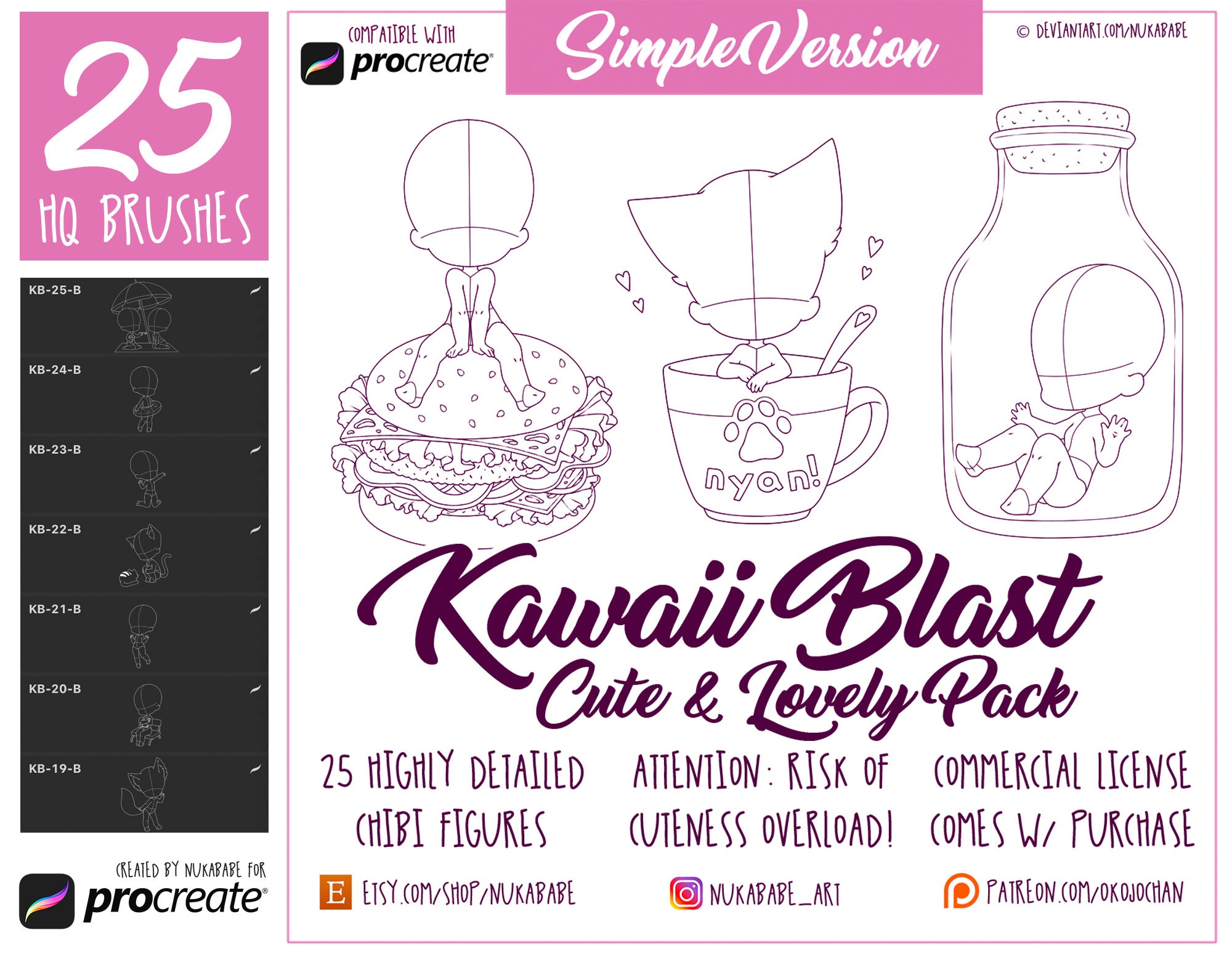 25 Procreate Kawaii Brush Set Procreate Chibi Poses Etsy