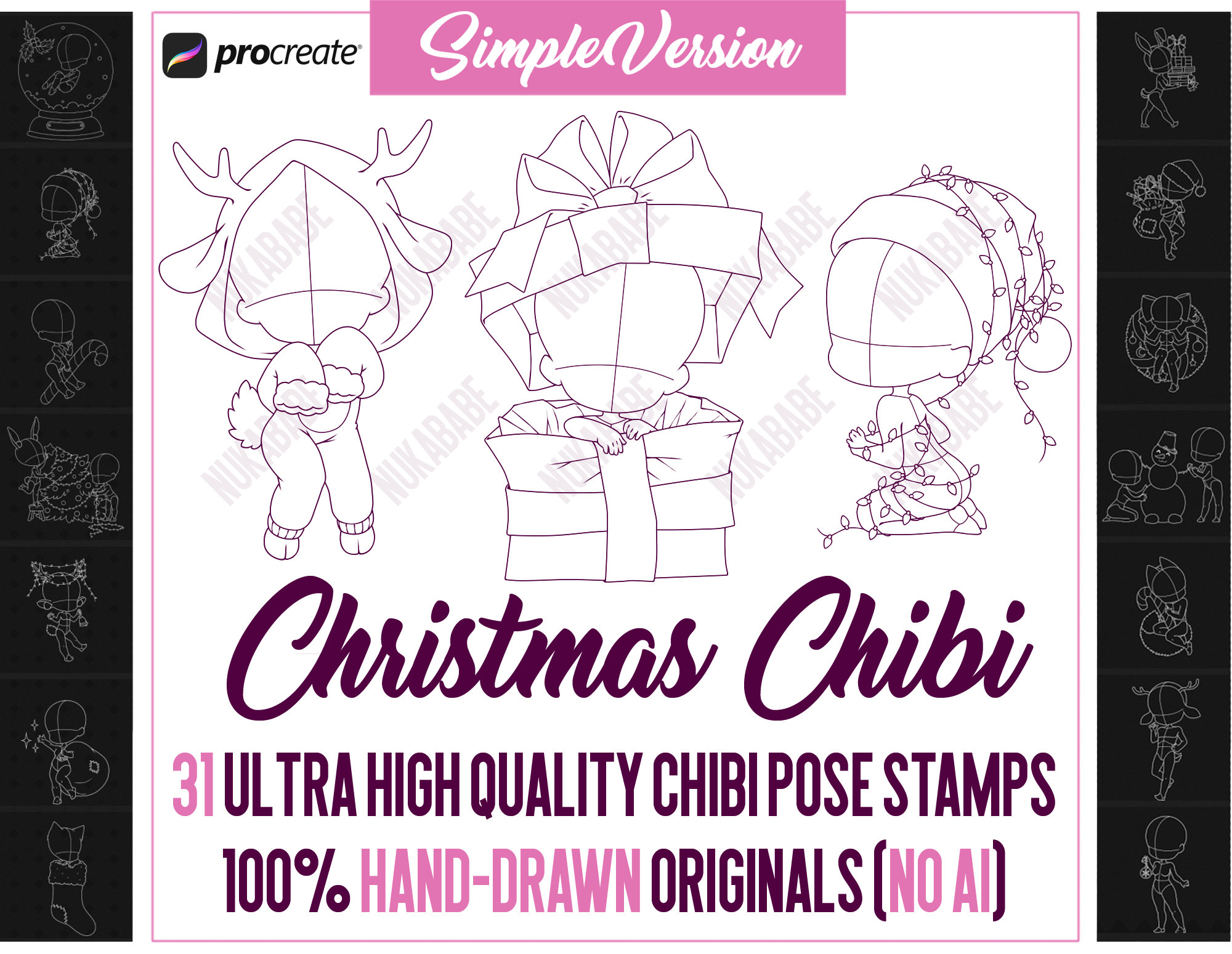 Procreate Chibi Base Chibi Pose Anime Chibi Stamp Guide Chibi Reference  Chibi Doll Procreate Pose Female Character Template P2U Base 