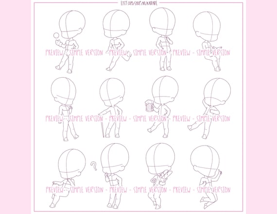 Procreate Chibi Base Chibi Pose Anime Chibi Stamp Guide Chibi Reference  Chibi Doll Procreate Pose Female Character Template P2U Base -  Norway