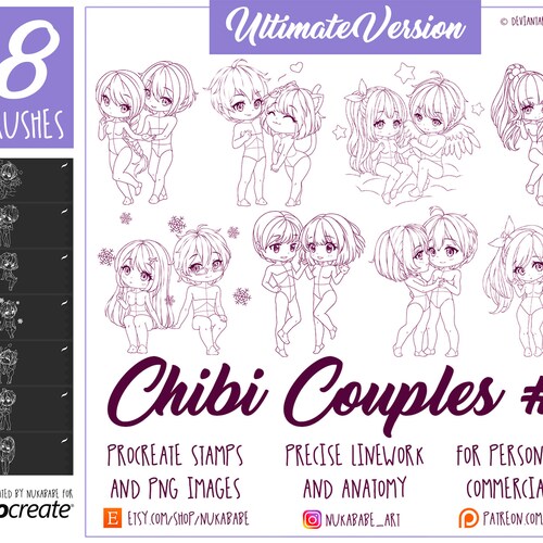 Procreate Chibi Poses Stamps Couple Poses Anime Figure - Etsy Procreate Chibi Poses Stamps Couple Poses Anime Figure - Etsy