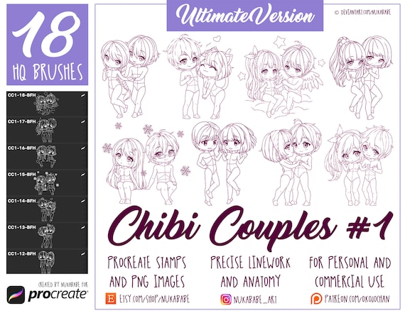 Procreate Chibi Poses Stamps Couple Poses Anime Figure -  Hong Kong