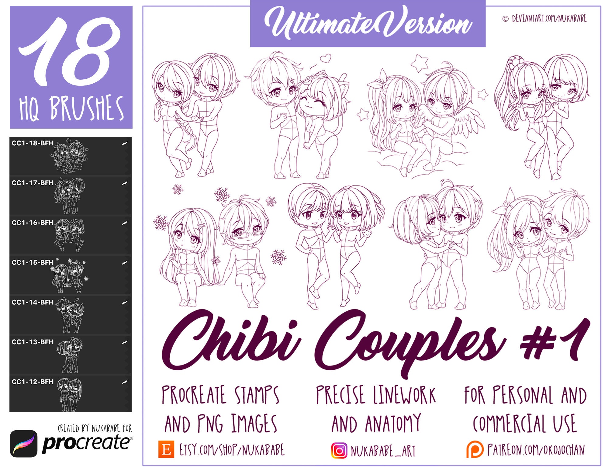 Procreate Chibi Poses Stamps Couple Poses Stamps Anime -  Finland