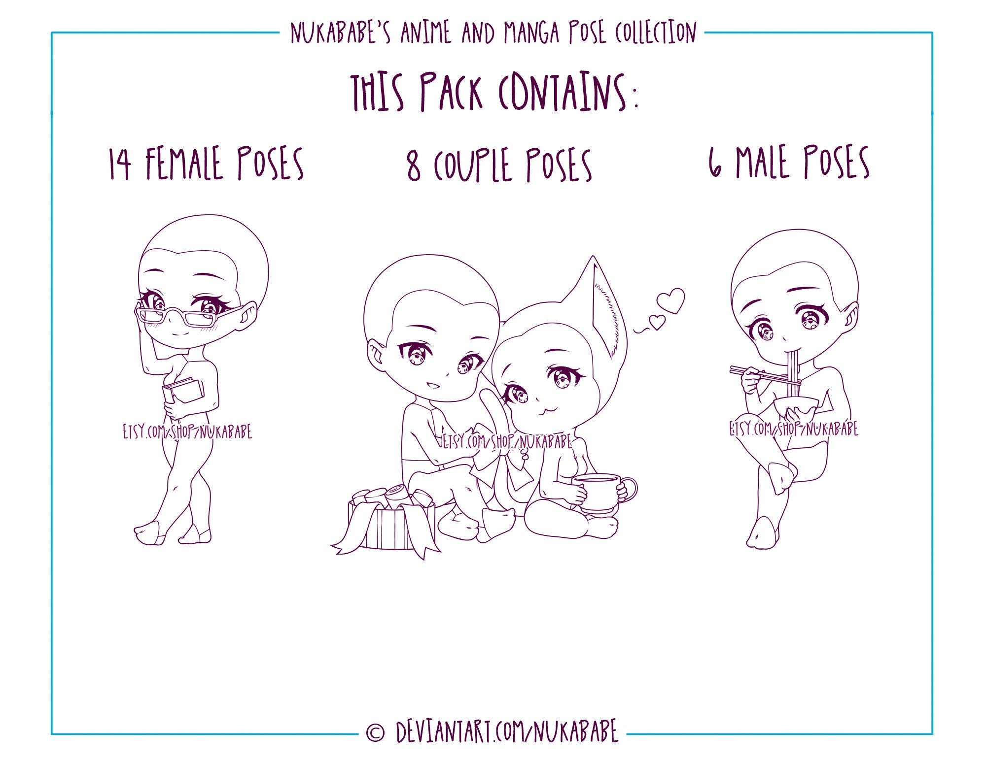 Chibi Pose Stamps for Procreate: Anime Character Base (PNG) - Etsy