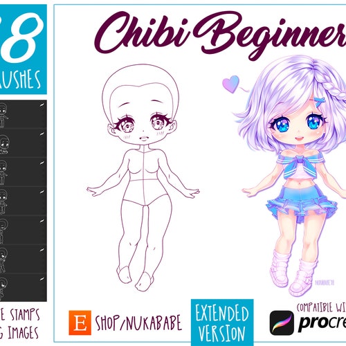 Chibi Procreate Brush Set Body Stamps for Procreate Drawing - Etsy