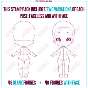 48 Chibi Procreate, Procreate Chibi Poses Stamps, Poses Stamps for ...