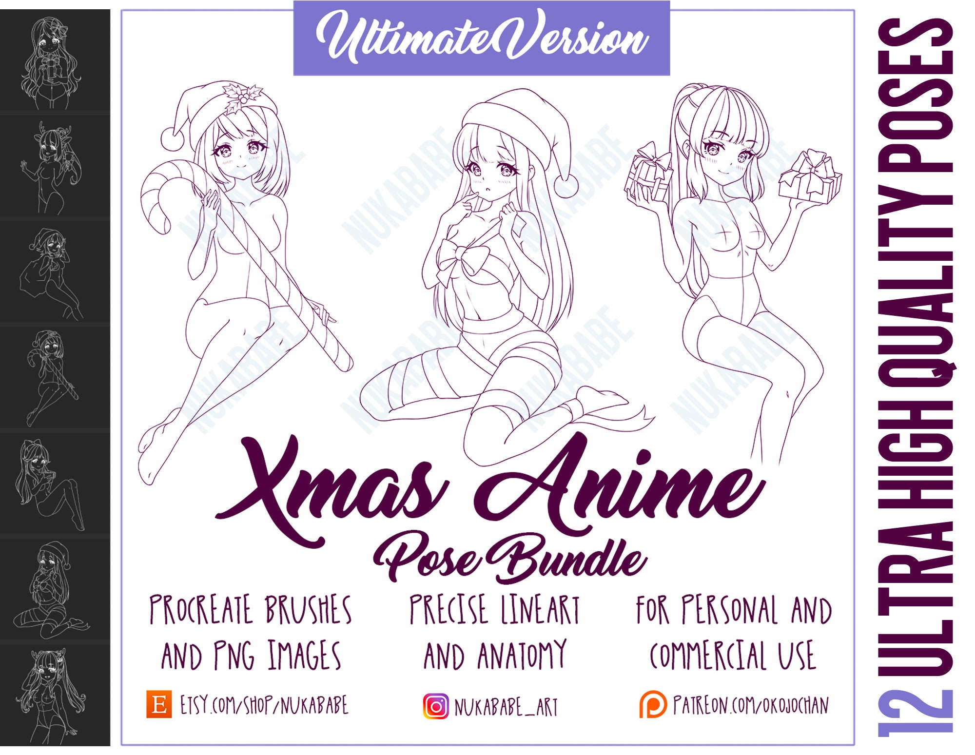 30 Procreate Anime Poses Stamps Brushes Sexy Poses Guide 
