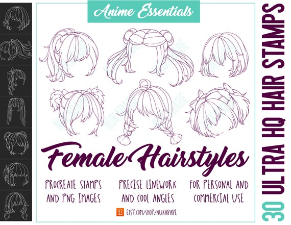 Procreate Manga Hairstyles Stamps. Anime Girl Hairstyle Stamp -  Israel