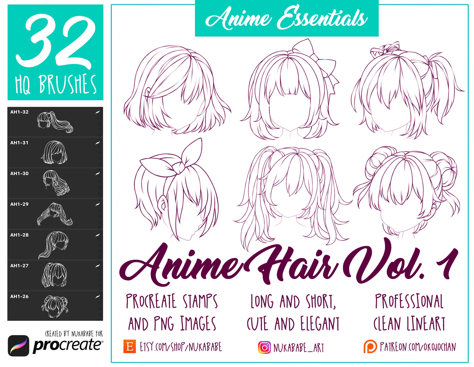 30 Anime Hair Stampsprocreate Stampsanime Hairstyles -  Israel