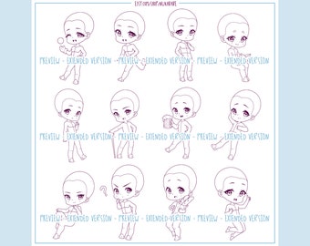 Procreate Chibi Base Chibi Pose Anime Chibi Stamp Guide Chibi Reference  Chibi Doll Procreate Pose Female Character Template P2U Base -  Norway