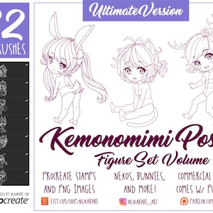 Procreate Chibi Figures All-In-One, Poses Stamps for Procreate, Chibi Stamps, Chibi Bases, Guide Brushes, Reference Sheet Character Template
