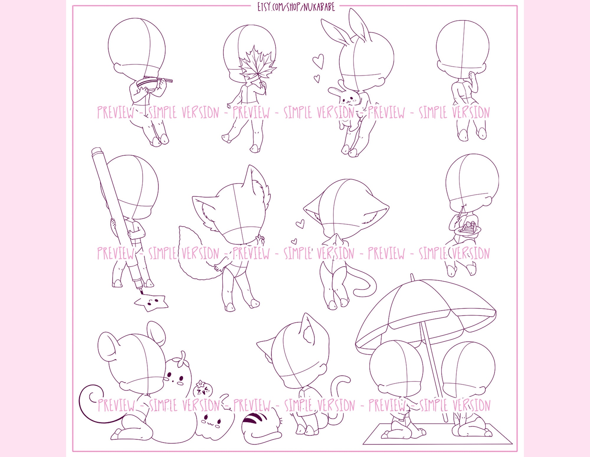 25 Procreate Kawaii Brush Set Procreate Chibi Poses Etsy