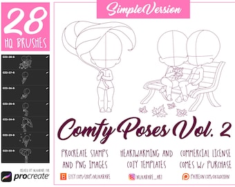 Cozy Chibi Procreate Stamps: Anime Character Base (Brushset & PNG)