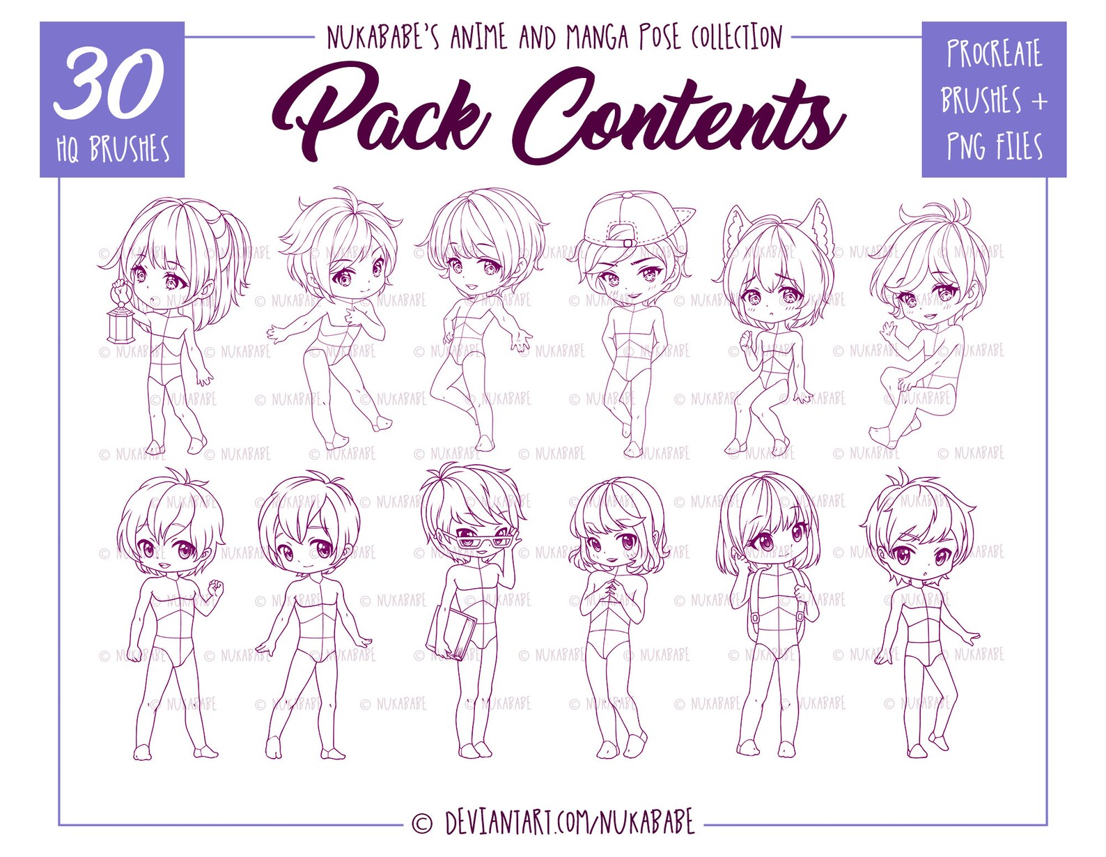 Chibi Brushes Procreate Male Body PNG Chibi Stamps Chibi Etsy Finland