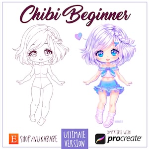 48 Procreate Chibi Brushes, Poses Stamps for Procreate, Chibi Stamps, Chibi Bases, Guide Brushes, Reference Sheet Bases, Character Template