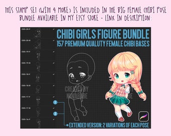 Chibi Body Stamp Wonderland: 26 Unique Chibi Base Poses, Chibi Procreate,  Chibi Maker, Chibi Template, Chibi Stamps, Chibi PNG, Chibi Base 