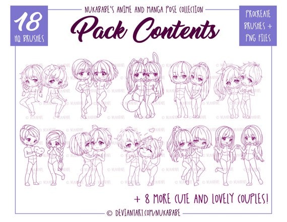 Procreate Chibi Poses Stamps Couple Poses Anime Figure -  Israel