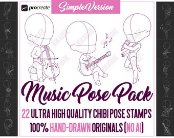 Music Chibi Stamps for Procreate: Anime Character Base (PNG)