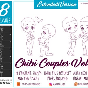 Couple Figures Stamps Brushes For Procreate, Couple Poses, Guide Brushes, Chibi Base, Cartoon Brushes, Anime Stamps with Face, LGBT, LGBTQ+