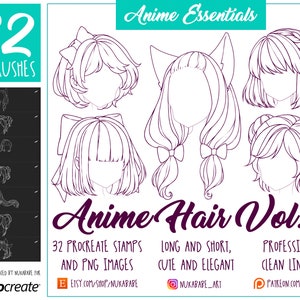 Haarstempels voortplanten Borstels, anime-haarborstels, kapselstempels, digitale borstelstempels, reproductiestempels, mangahaar