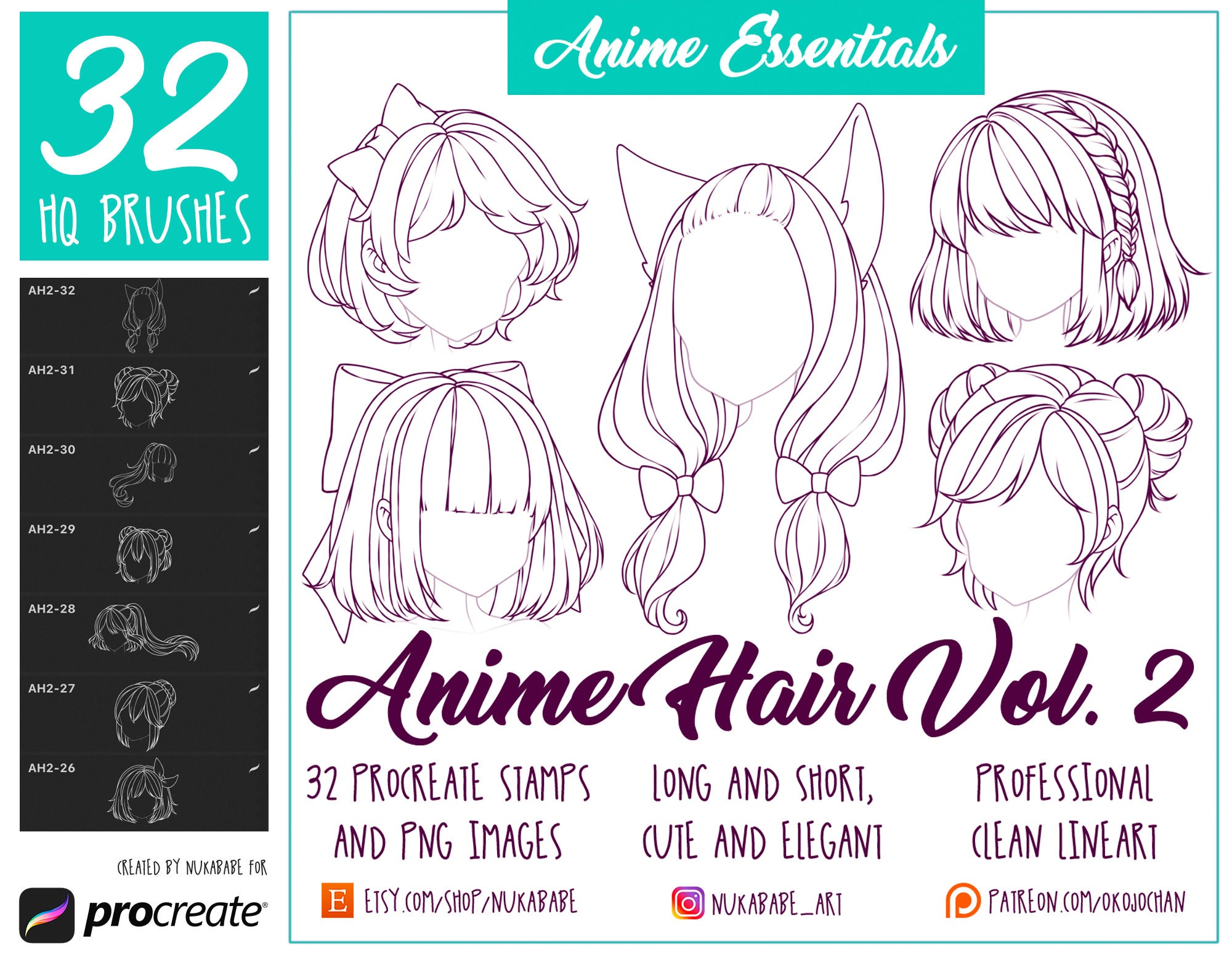 30 Anime Hair Stampsprocreate Stampsanime Hairstyles -  Israel