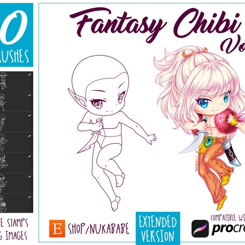 Chibi Procreate Brush Set Body Stamps for Procreate Drawing Etsy