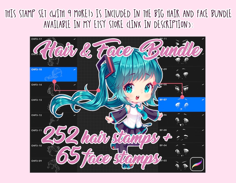Procreate Anime Face Stamps: Chibi Eyes, Expressions Brush Pack (PNG ...