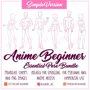 25 Procreate Anime Brushes, Anime Procreate Brush Set, Figure Stamps for Procreate, Poses Stamps, Procreate Figure Brushes, Guide Brushes